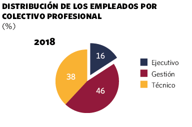 Distribución de los empleados por colectivo profesional
